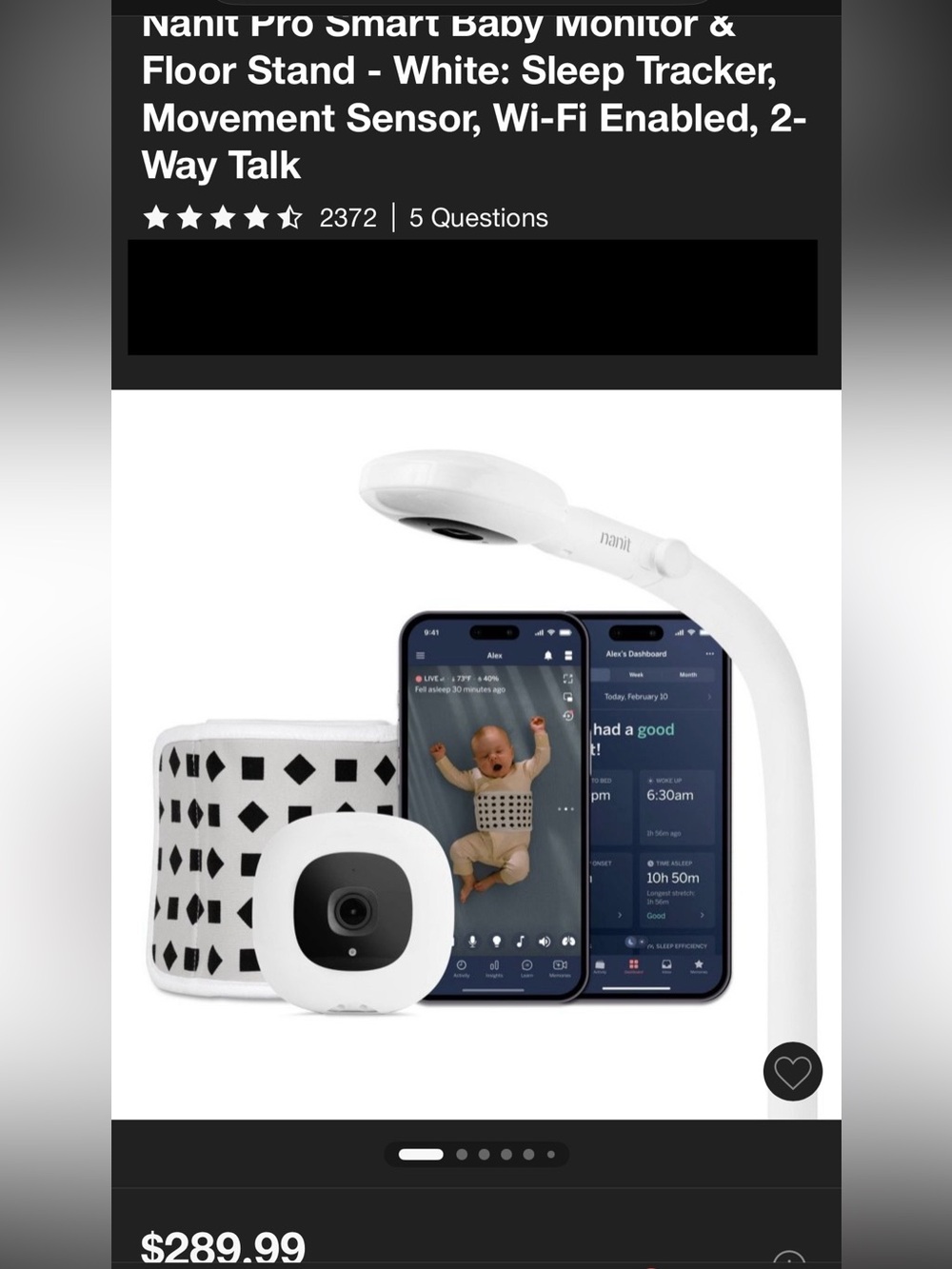 Nanit Pro Smart Baby Monitor and Floor Stand